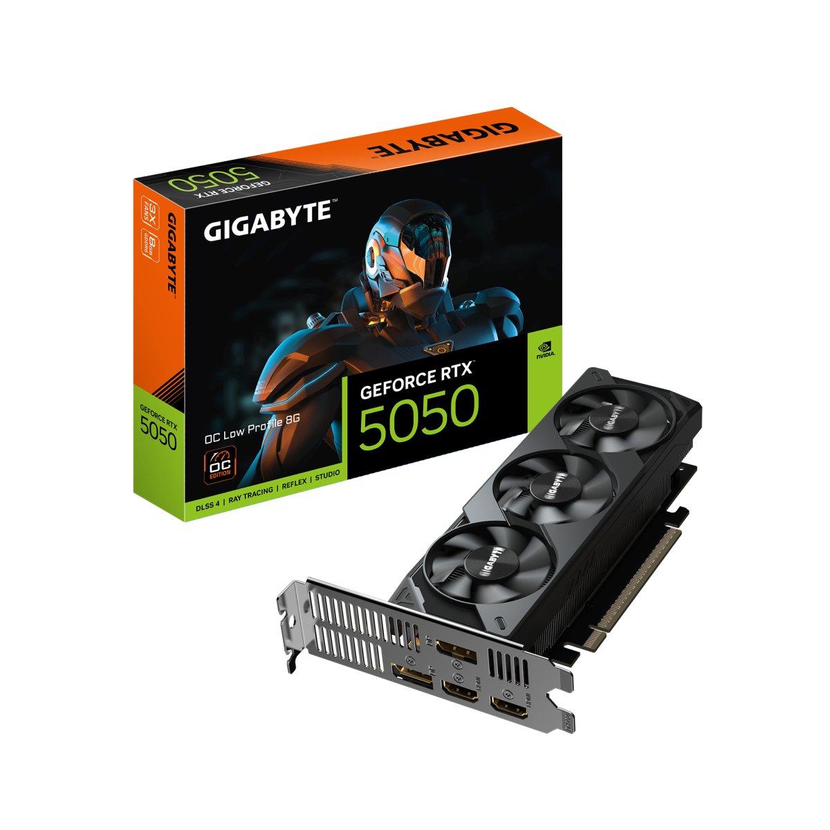 Tarjeta de Video NVIDIA RTX5050 Gigabyte Low Profile OC 8G, 8GB GDDR6, 2 DisplayPort + 2 HDMI, Min 550W - imagen 1