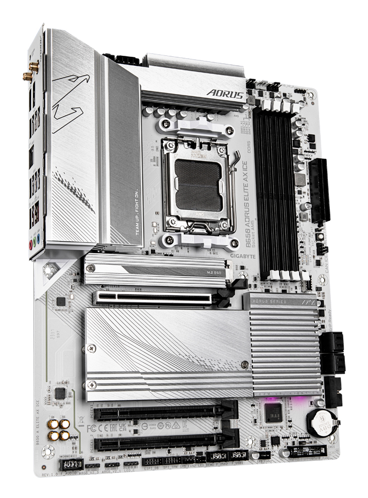 Motherboard AM5 ATX Gigabyte B650 AORUS Elite AX ICE, 256GB RAM DDR5 Max, 1 M.2 PCIe 5 + 2 M.2 PCIe 4, Wi-Fi 6E + BT 5.3