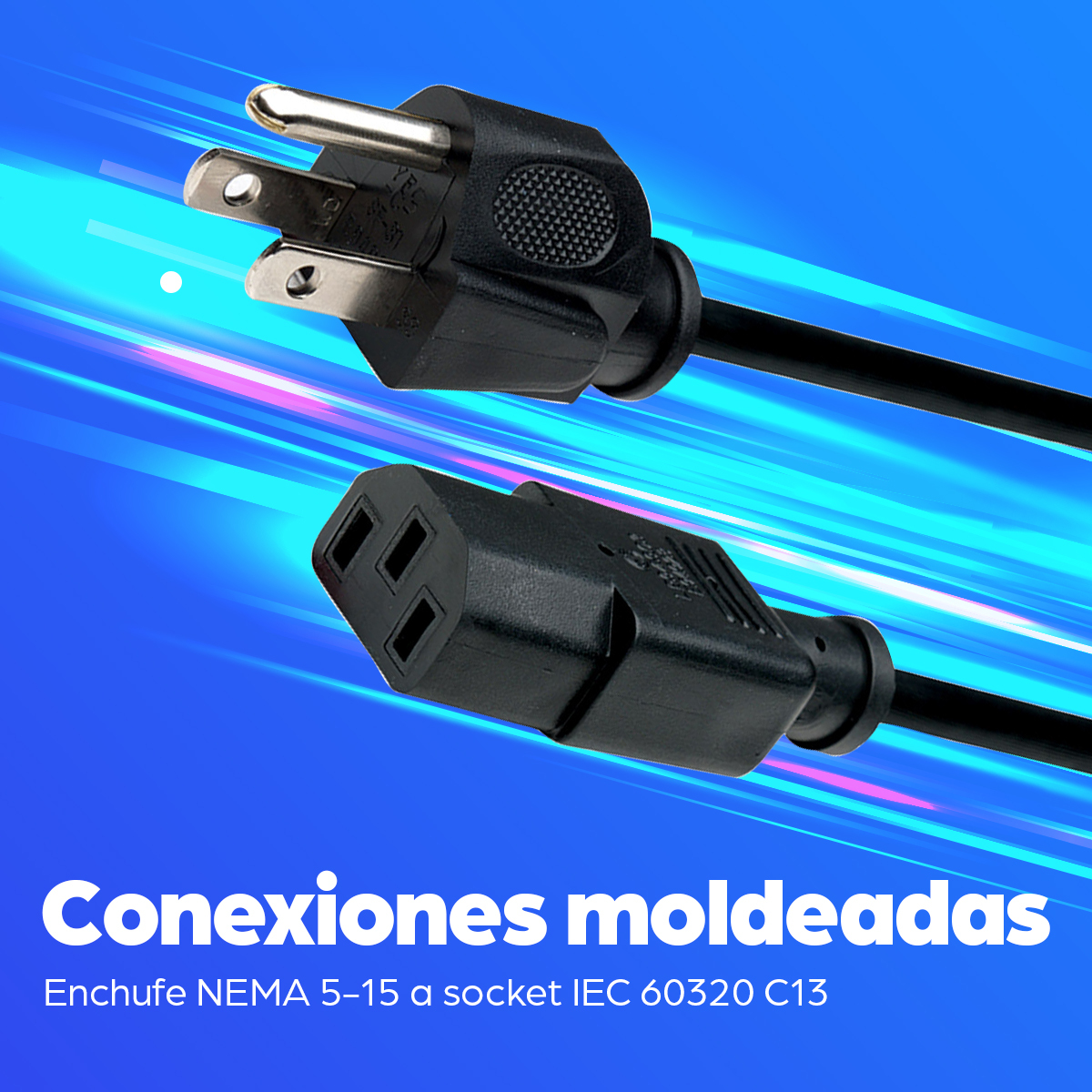 Cable de Energía Interlock 1.8m NEMA 5-15P a C13, Manhattan 300179, Color Negro - imagen 4