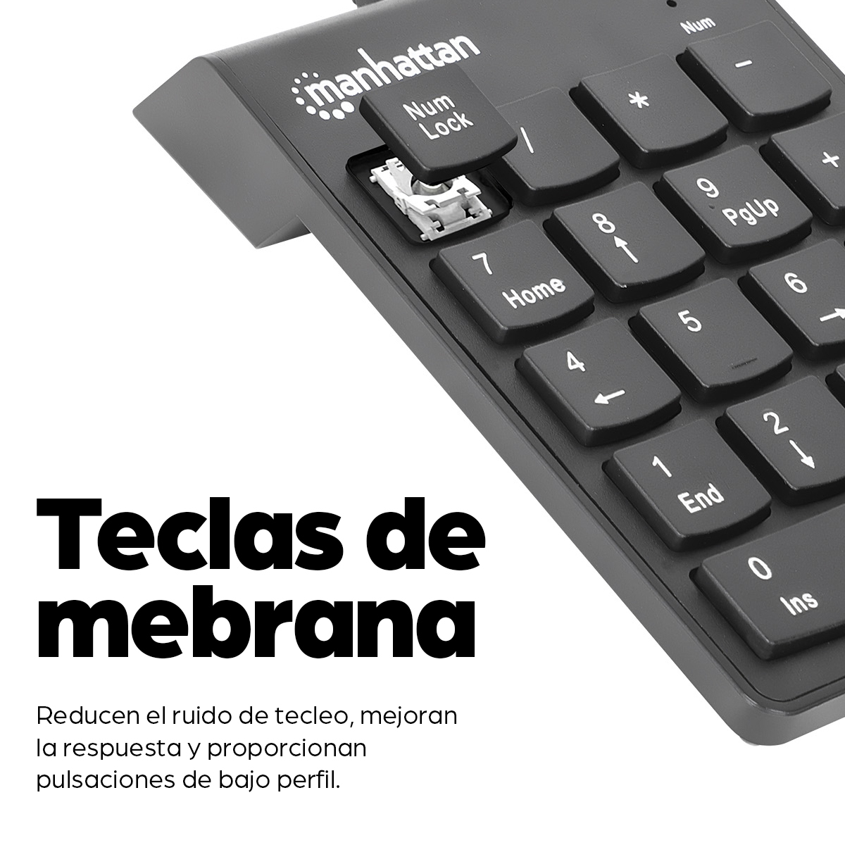 Teclado Numerico Alámbrico Manhattan 176354, USB-A, Color Negro