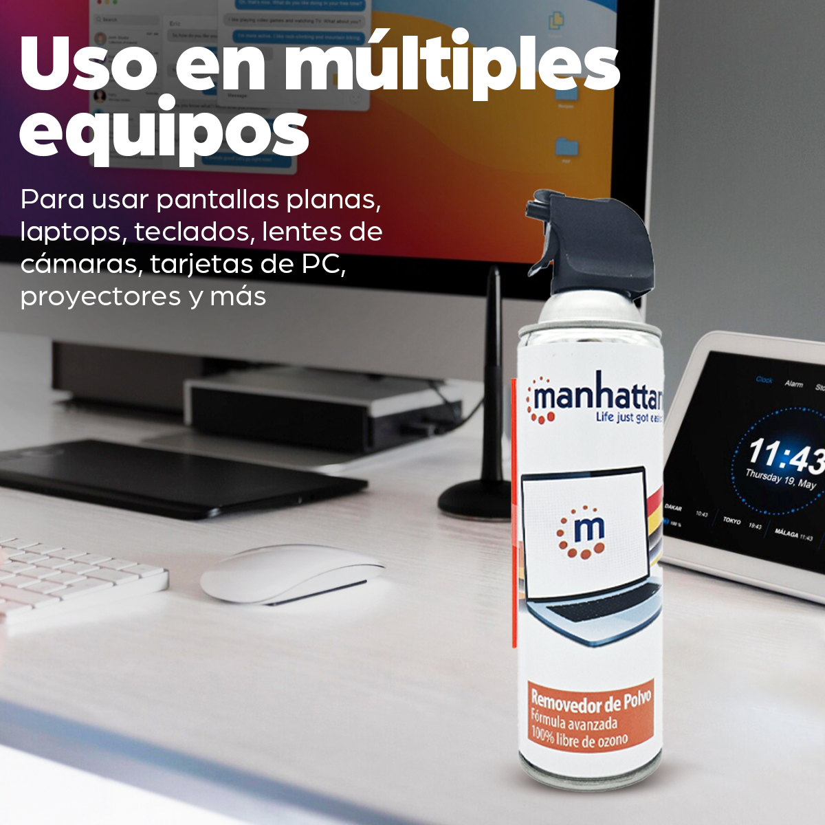 Bote de Aire Comprimido removedor de polvo, libre de ozono, Manhattan 425568, 660ml - imagen 4