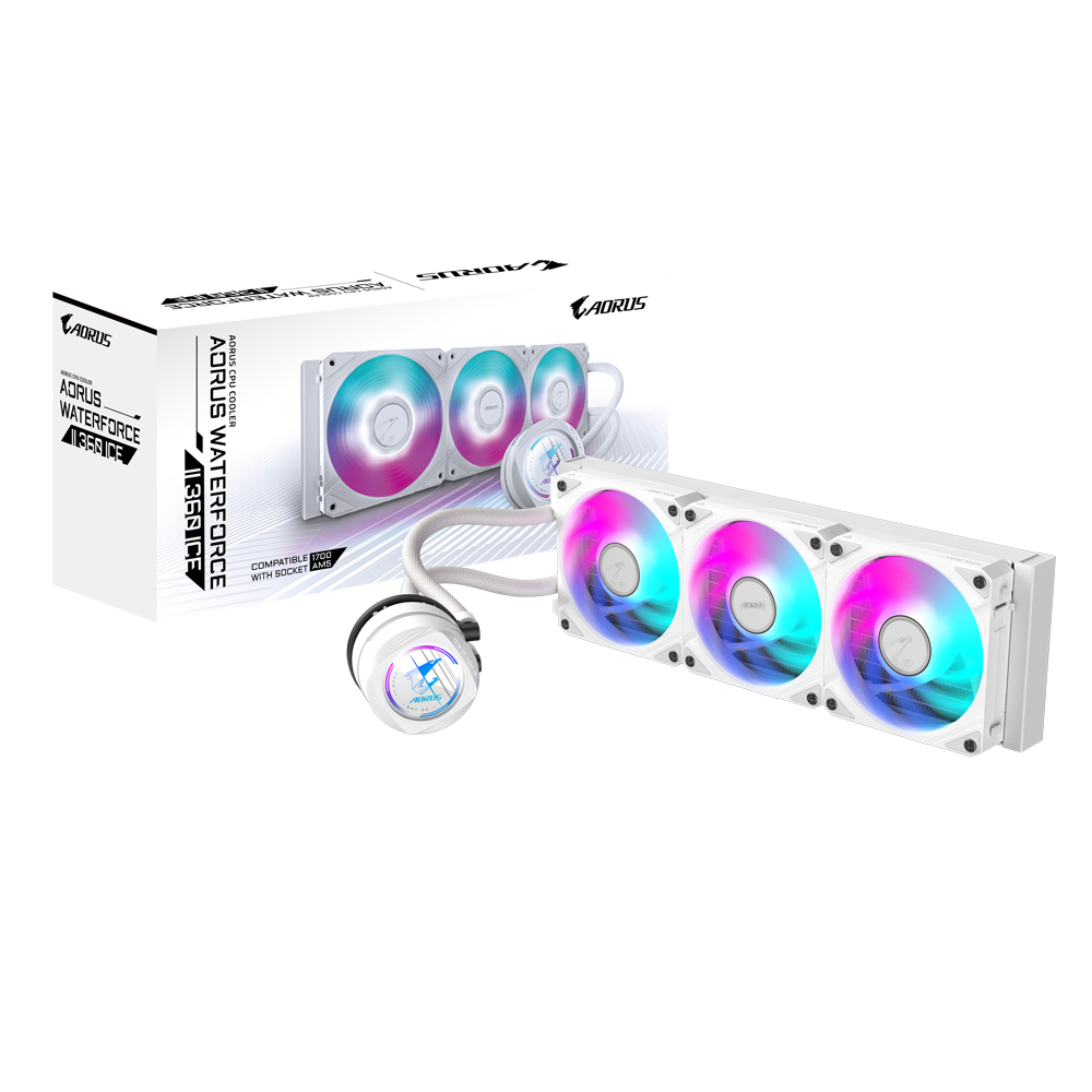 Enfriamiento Liquido 360mm Gigabyte Aorus WATERFORCE II 360 ICE, ARGB, Color Blanco - imagen 5