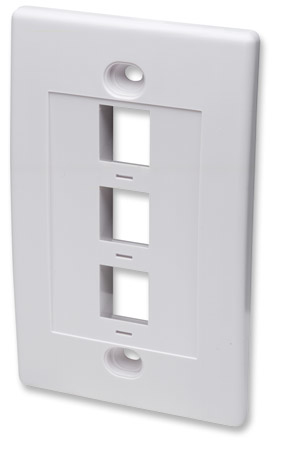 Tapa para Caja de Pared Intellinet 163309, 3 Puertos Keystone, Color Blanco - imagen 1