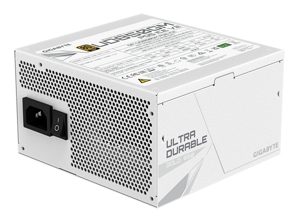 Fuente de Poder 850W 80+Gold Gigabyte UD850GM PG5 V2 . 1x 24pin, 2x 8pin CPU, 4x 8pin PCIE, 1x 12VHPWR, Color Blanco - imagen 4