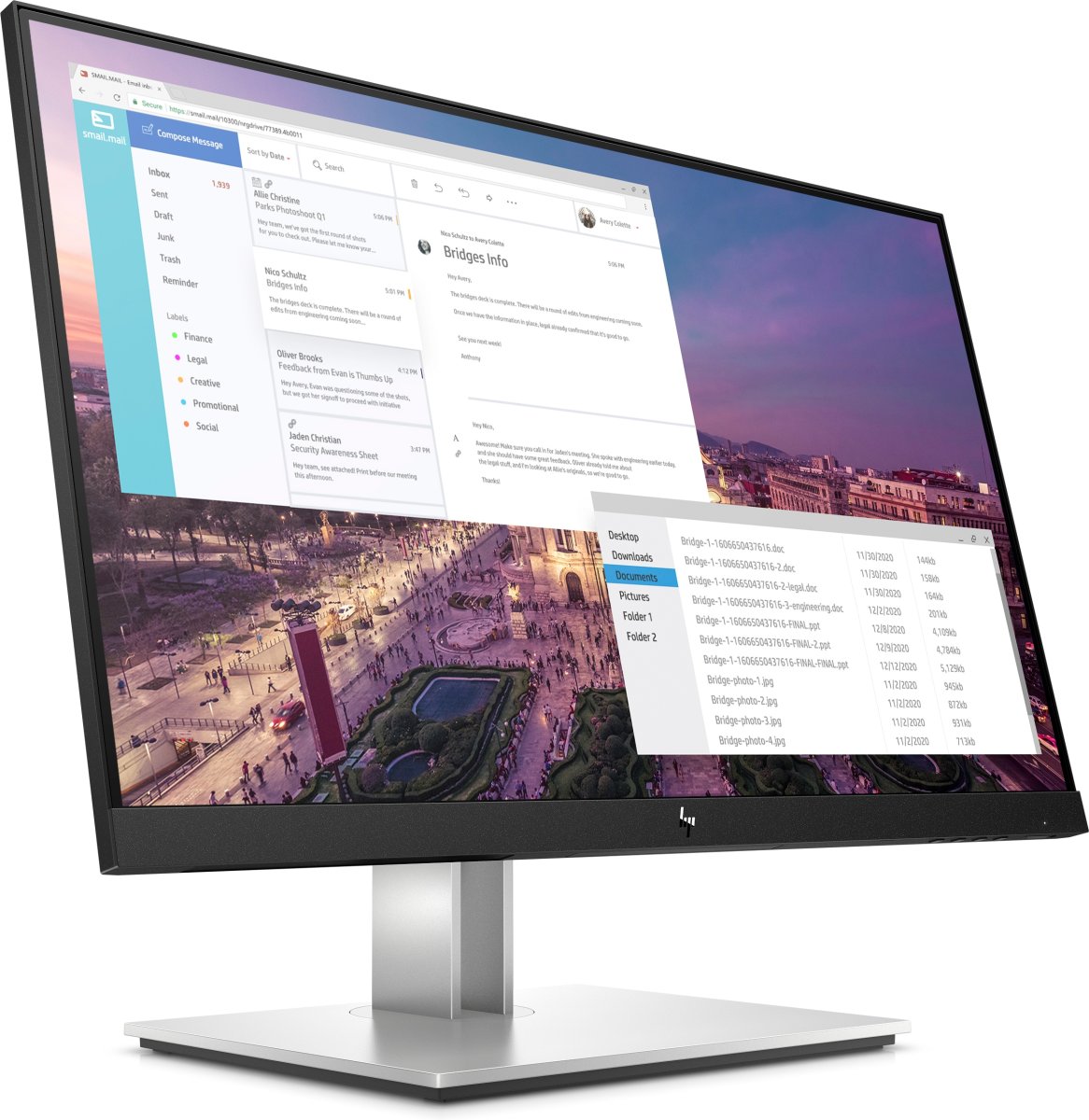 Monitor 23" 1920x1080 60Hz 5ms, HP E23 G4, Panel IPS, 1 HDMI + 1 DisplayPort + 1 VGA + 4 USB-A, VESA 100mm, Color Negro - imagen 3