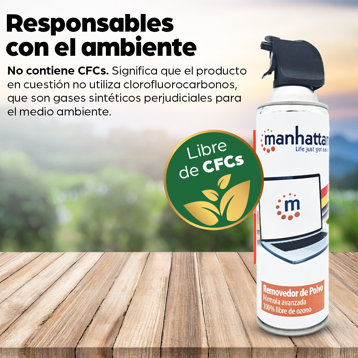 Bote de Aire Comprimido removedor de polvo, libre de ozono, Manhattan 425568, 660ml - imagen 3