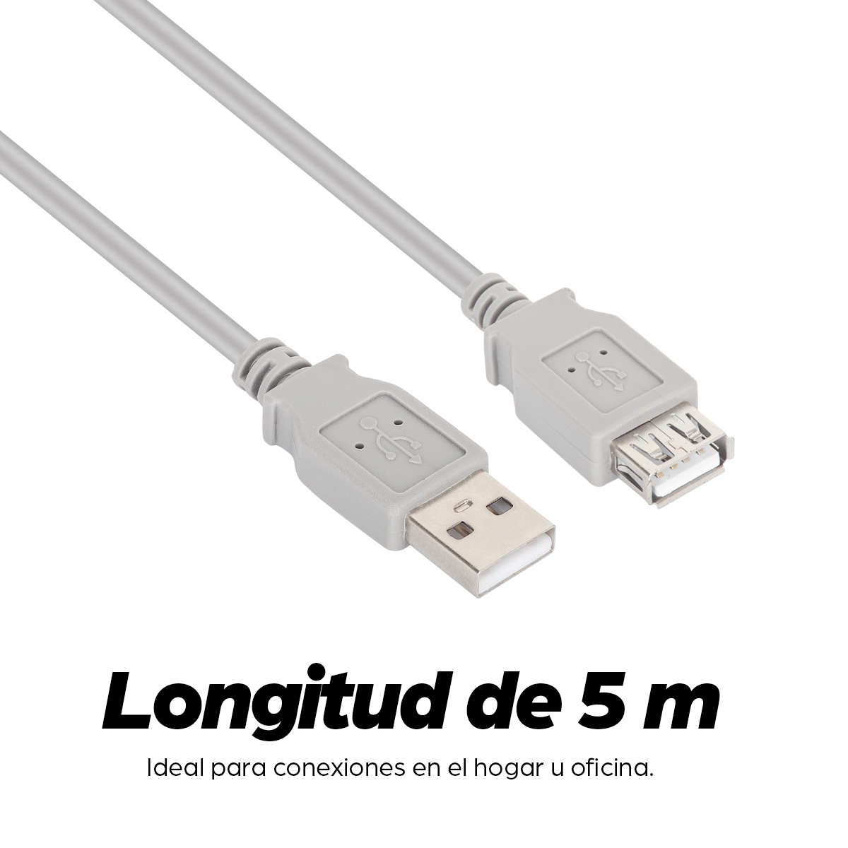 Extension USB-A Macho a Hembra 1.8m Manhattan 165211, 12Mbps, Color Gris - imagen 3
