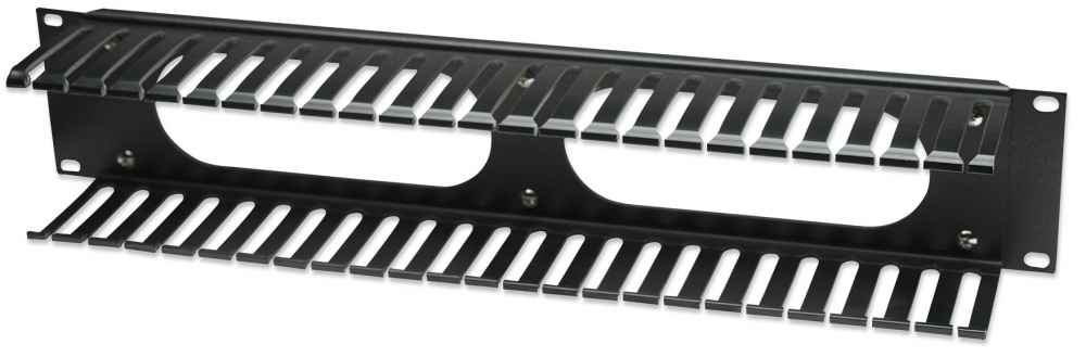 Organizador Horizontal de Cables con Tapa para Rack 19" 2U Intellinet 168458, Color Negro