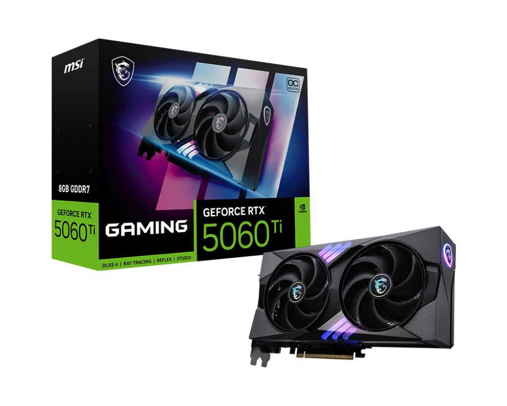 Tarjeta de Video NVIDIA RTX5060Ti OC MSI GAMING, 8GB GDDR7, 3 DisplayPort + 1 HDMI, Min 600W