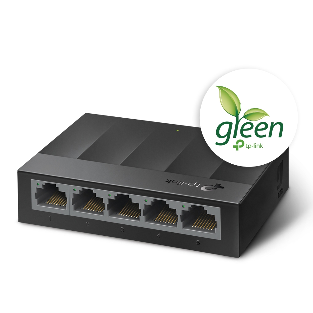 Switch 5 Puertos Gigabit p/Escritorio Tp-Link LS1005G, Caja de Plastico, Color Negro
