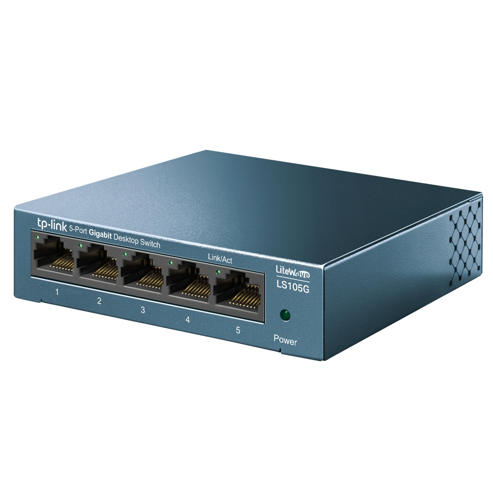 Switch 5 Puertos Gigabit p/Escritorio Tp-Link LS105G, Caja de Metal - imagen 2
