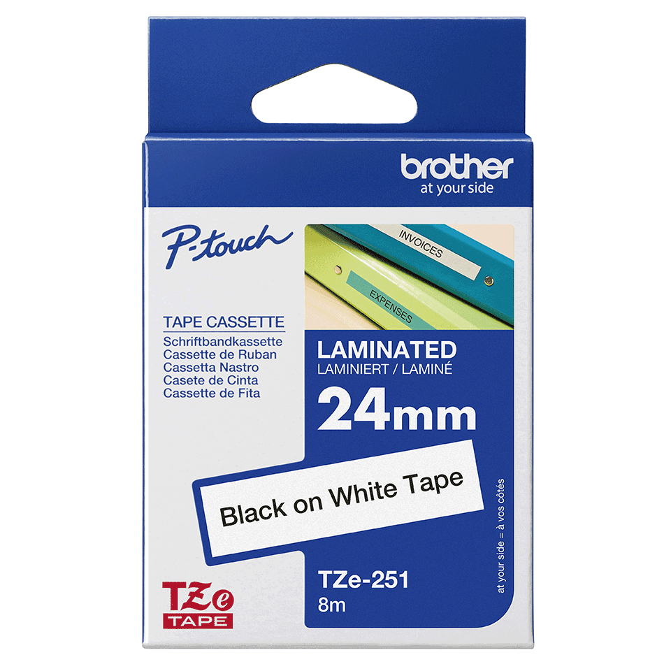 CINTA BROTHER TZ-251 NEGRO/BLANCO