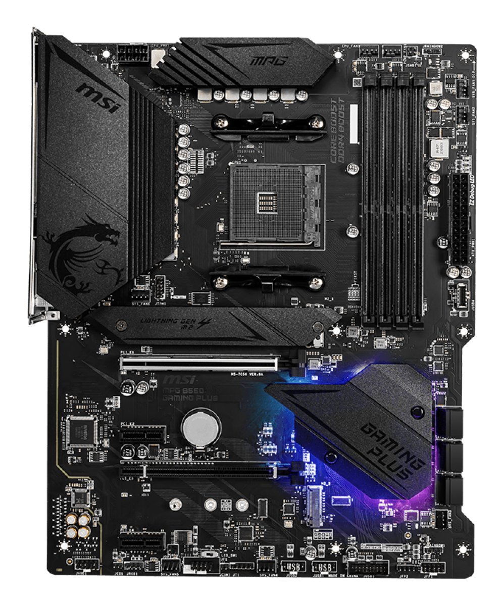 MotherBoard AM4 ATX MSI B550 GAMING PLUS, 128GB RAM DDR4 Max, 1 M.2 PCIE 4 + 1 M.2 PCIE 3 - imagen 2