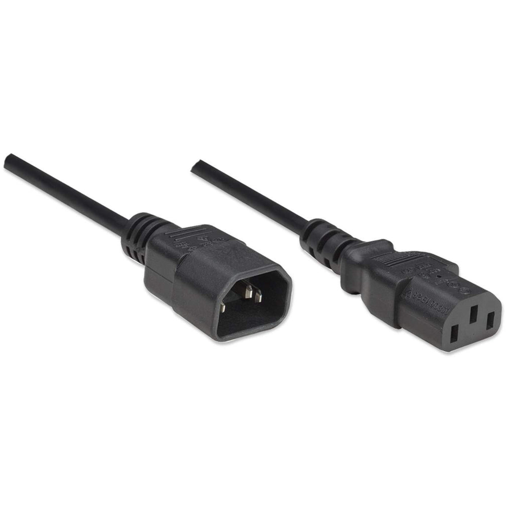 Cable de Corriente Manhattan 301152, C14 Macho a C13 Hembra (Monitor a CPU), 1.8m, Color Negro