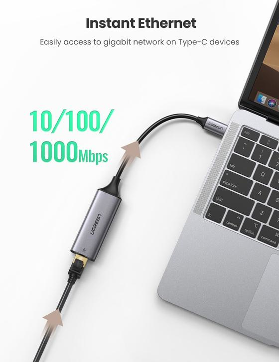 Adaptador Ethernet Gigabit de USB-C a RJ45 Ugreen 50737, Metalico
