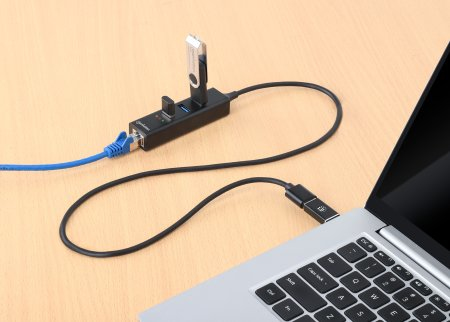 Adaptador de red Manhattan USB-A/C con hub USB 3.0 de 3 puertos + Gigabit Ethernet, modelo 180894. - imagen 5