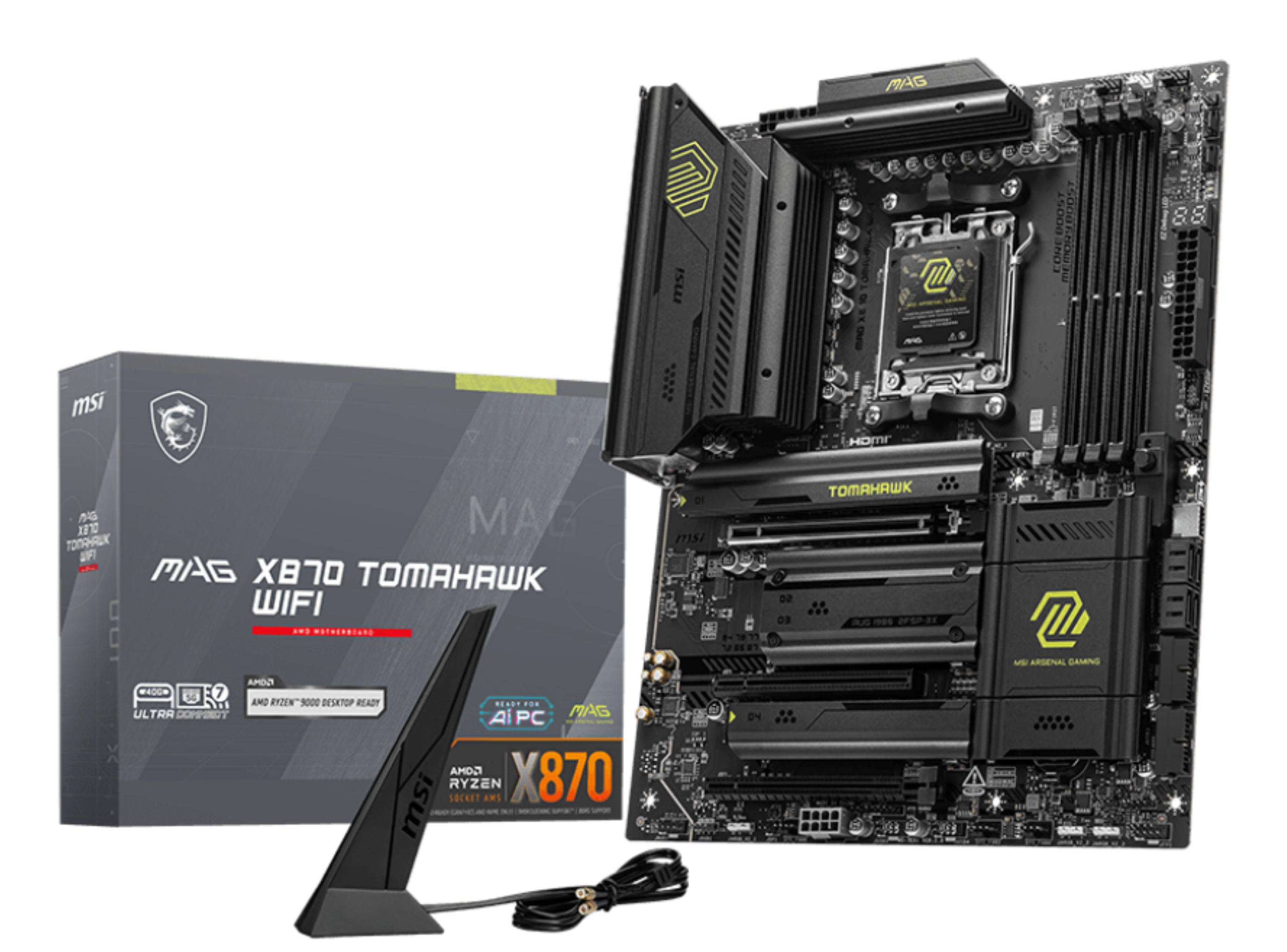 Motherboard AM5 ATX MSI X870 TOMAHAWK WIFI, 256GB RAM DDR5 Max, 2 M.2 PCIe 5 + 2 M.2 PCIe 4, Wi-Fi 7 + BT 5.3