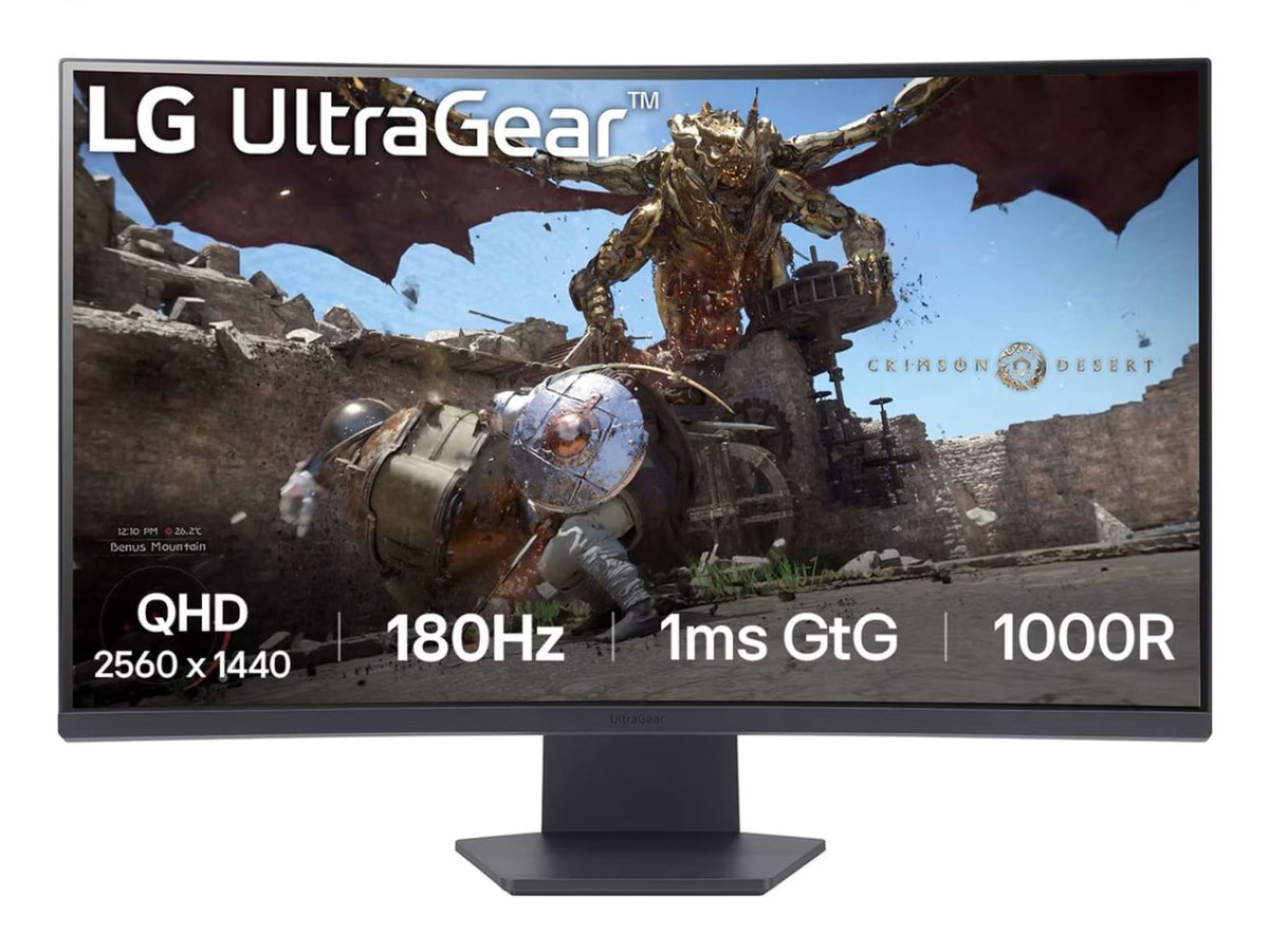 Monitor Curvo 32" 2560x1440 180Hz 1ms, LG UltraGear 32GS60QC, Panel VA 1000R, FreeSync, 2 HDMI + 1 DisplayPort - imagen 3