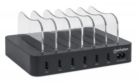 Estación de Carga 50W Manhattan 102254, 6 USB-A, Color Negro - imagen 2