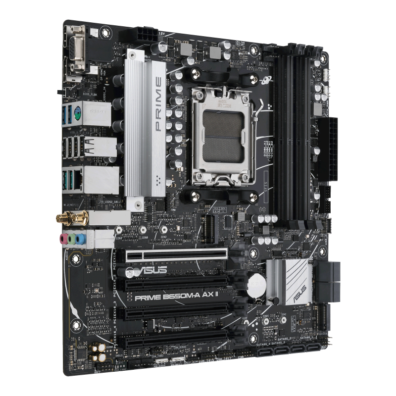 Motherboard AM5 Micro-ATX Asus Prime B650M-A AX6 II, 192GB RAM DDR5 Max, 1 M.2 PCIe 5 + 2 M.2 PCIe 4, Wi-Fi 6 + BT 5.3