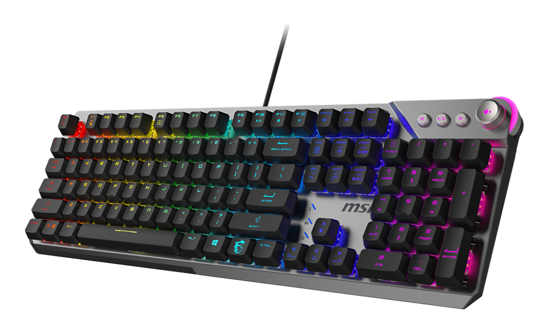 Teclado Alámbrico MSI Strike 600 Silent, 100%, RGB, Color Negro, Ingles
