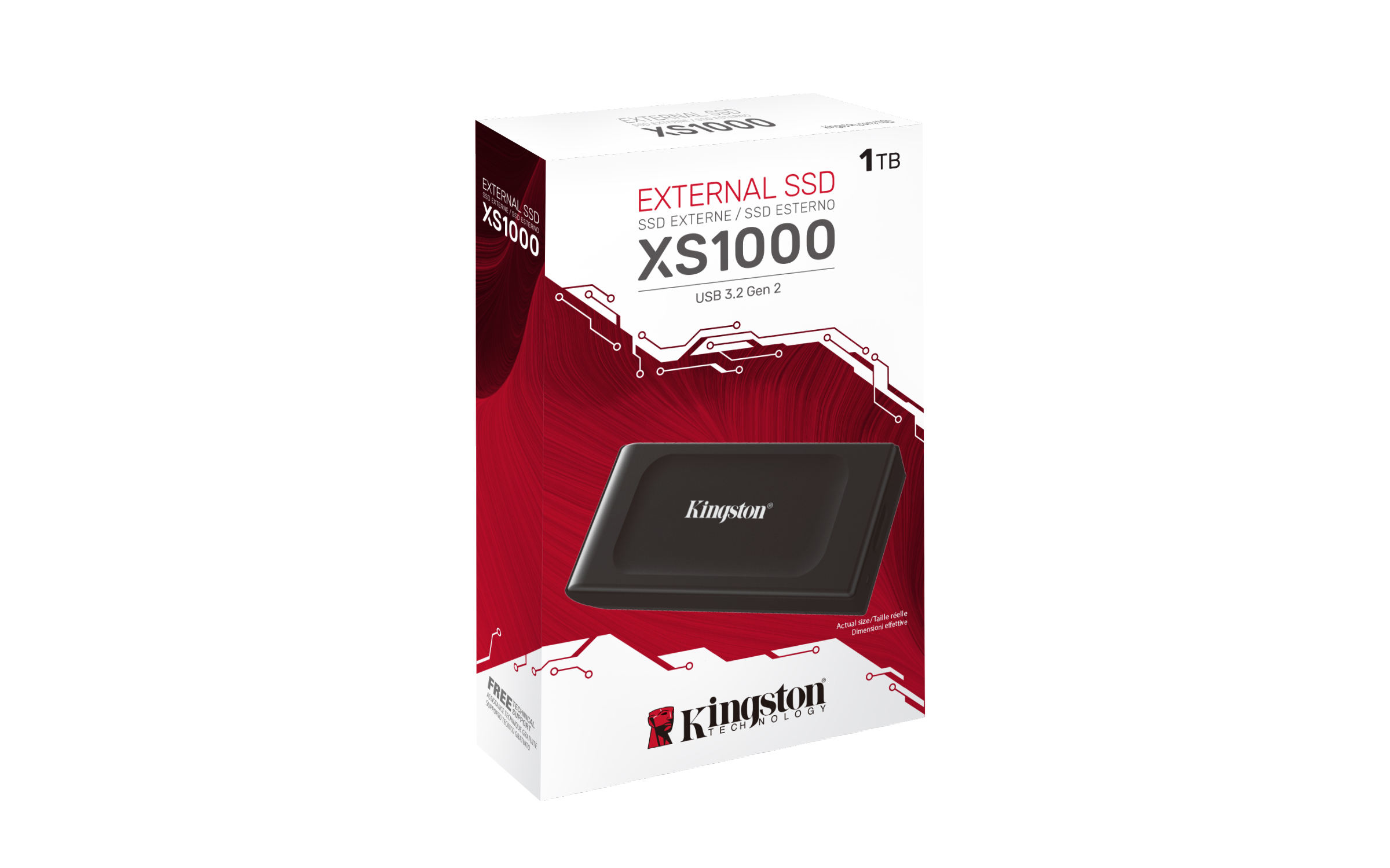 SSD Externo 1TB Kingston XS1000, Lectura 1050MB/s Escritura 1000MB/s, USB-A 3.2 Gen 2, Color Negro