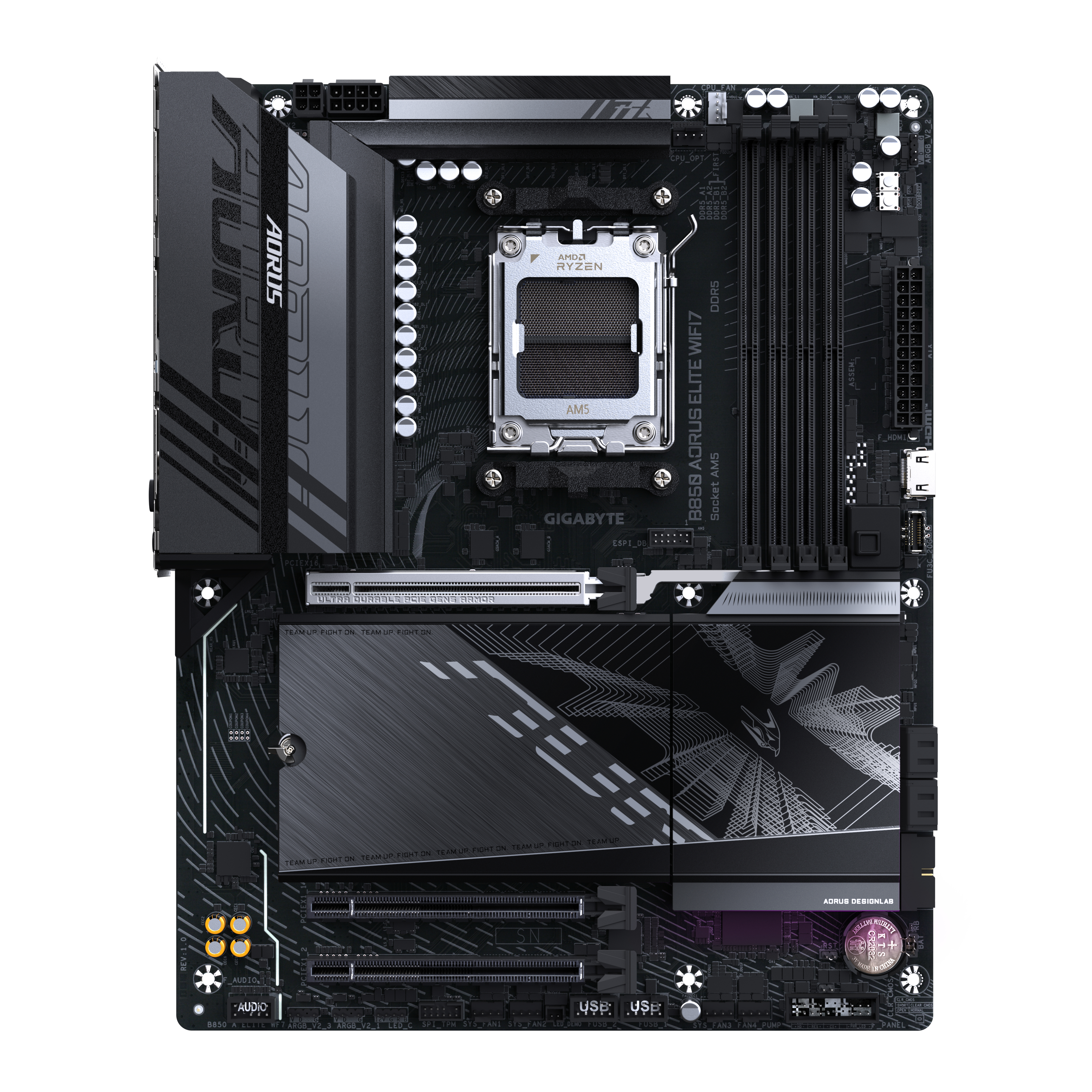 MotherBoard AM5 ATX B850 Aorus Elite Wifi7, 256GB RAM DDR5 Max, 1 M.2 PCIE 5 + 2 M.2 PCIE 4, Wi-Fi 7 + BT 5.4