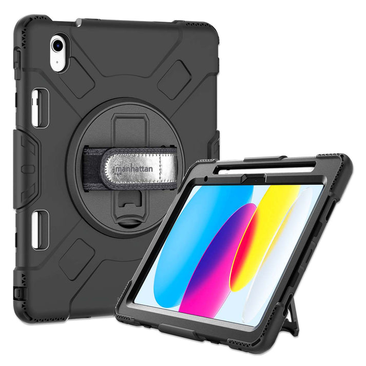 Funda rígida de uso rudo Manhattan 996518 para iPad de 10.9 pulgadas (10ª Gen), con soporte giratorio 360°. - imagen 1