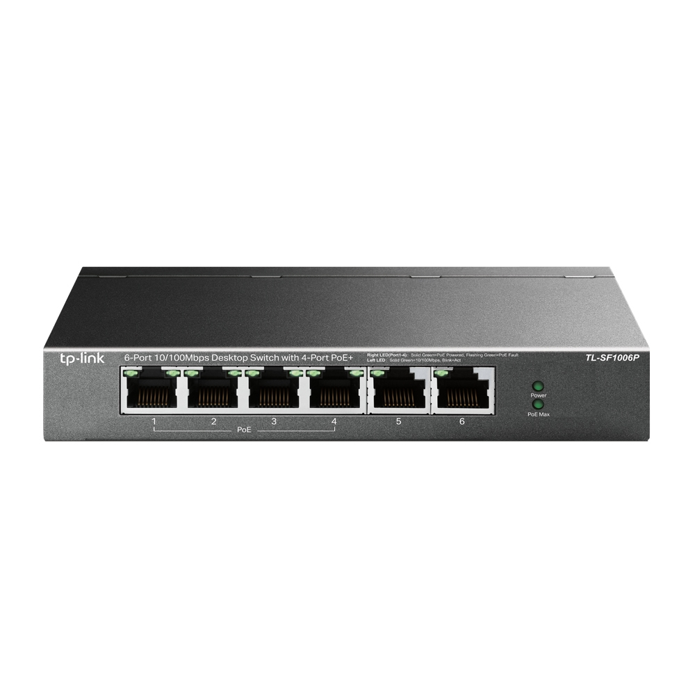 TP-Link TL-SF1006P, Switch No Administrable 10/100, 6 Puertos, 4 Puertos PoE+, Caja de Acero - imagen 3
