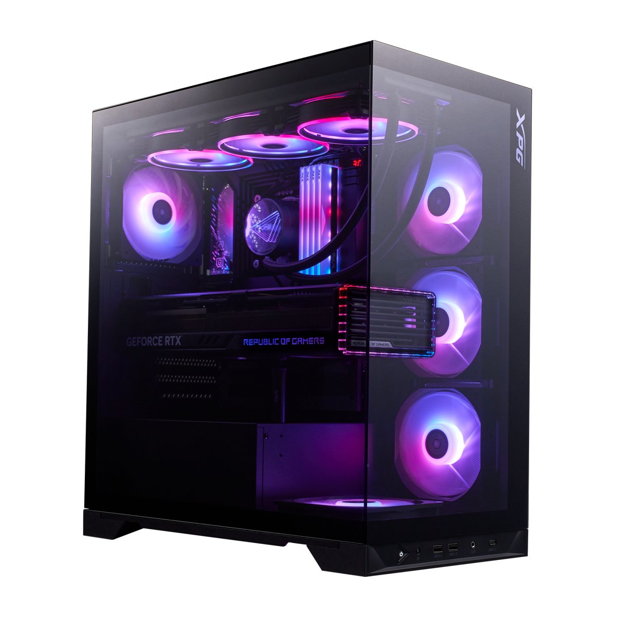 Gabinete ATX XPG INVADER X BTF, Incluye 5 Fans 120mm ARGB, Radiador 360mm Max, Color Negro - imagen 4