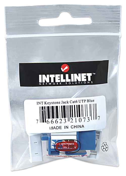 KeyStone Jack RJ45 Cat6 UTP Intellinet 210737, Terminación 110 y Krone, Color Azul - imagen 2