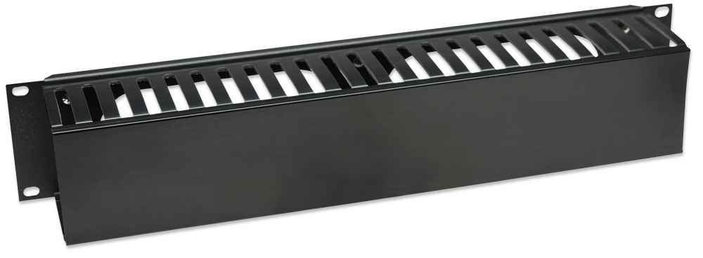 Organizador Horizontal de Cables con Tapa para Rack 19" 2U Intellinet 168458, Color Negro