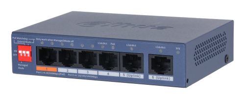 DAHUA 6-Puerto Cloud Managed Desktop Switch Con 4 Puerto Poe