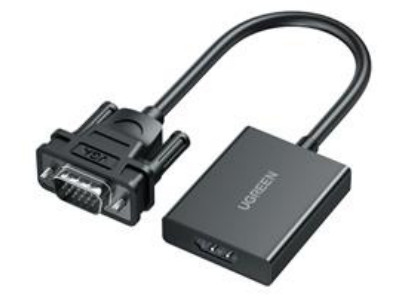 Adaptador Convertidor de Video VGA a HDMI Ugreen 50945, 1080p 60Hz, Plug and Play, Incluye Cable Auxiliar 3.5mm