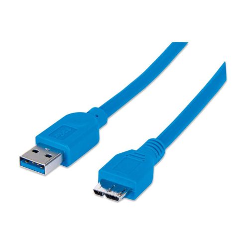 CABLE USB MICRO B - MICRO USB 3.0 MANHATTAN - 2 M, USB A, MICRO-USB B, MACHO/MACHO, AZUL, 325424
