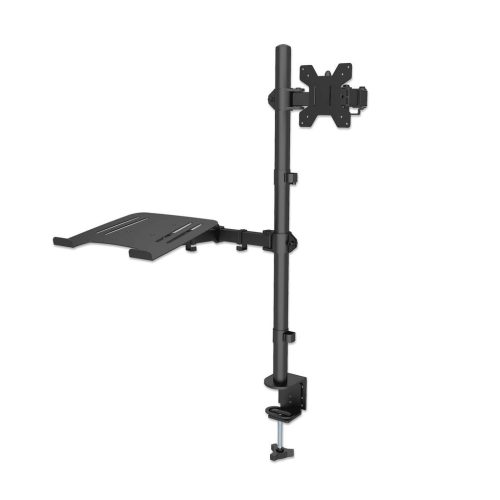 Soporte combinado de escritorio para laptop y monitor, Manhattan 462136, de 13" a 32", hasta 8kg, Color Negro