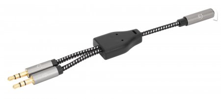 Adaptador Divisor de Audio Manhattan 356121, 1 3.5mm 4 Polos Hembra a 2 3.5mm 3 Polos (Audio y Microfono) Macho, 15cm