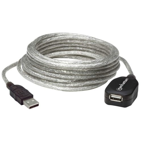 Extensión Activa USB-A 2.0 5m Manhattan 519779, 480Mbps Color Plata