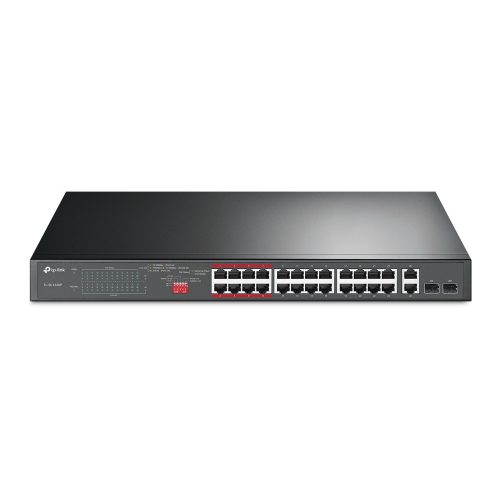 Switch 24 Puertos 10/100 PoE p/Rack Tp-Link TL-SL1226P, 30W y 250m por puerto, 2 Ptos Gigabit, 2 Ptos SFP Gigabit