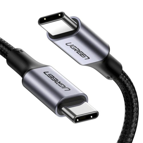 Cable USB-C a USB-C 1m Ugreen 70427, Hasta 100W, 480Mbps, Cubierta de Nylon, Color Negro
