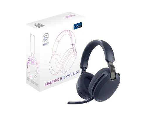 Diadema Inalambrica RF + Bluetooth MSI Maestro 500 Wireless, Microfono Retractil, Hasta 90Hrs de Bateria, Color Navy
