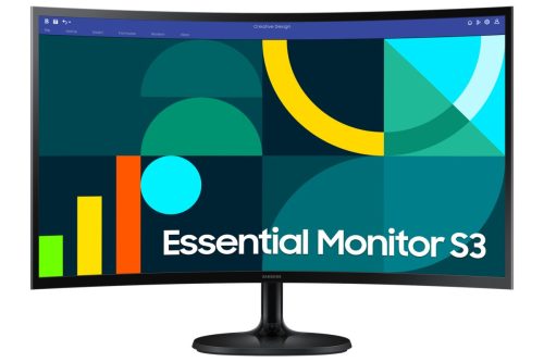 Monitor Curvo 27" 1920x1080 100Hz 4ms, Samsung Essential S3, Panel VA, 1 HDMI + 1 VGA, VESA 75mm, Color Negro
