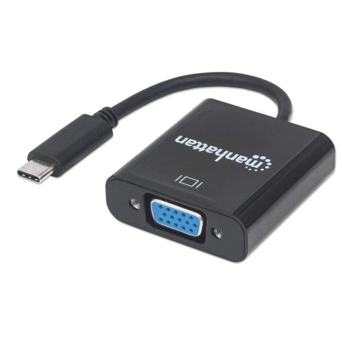 Convertidor de Video USB-C a VGA Manhattan 151771, 1080p 60Hz, Color Negro