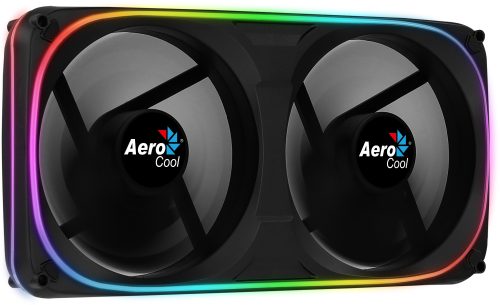 Kit de 2 Ventiladores 120mm Aerocool Astro 24, 1000 RPM, ARGB, 1 sola pieza, Color Negro