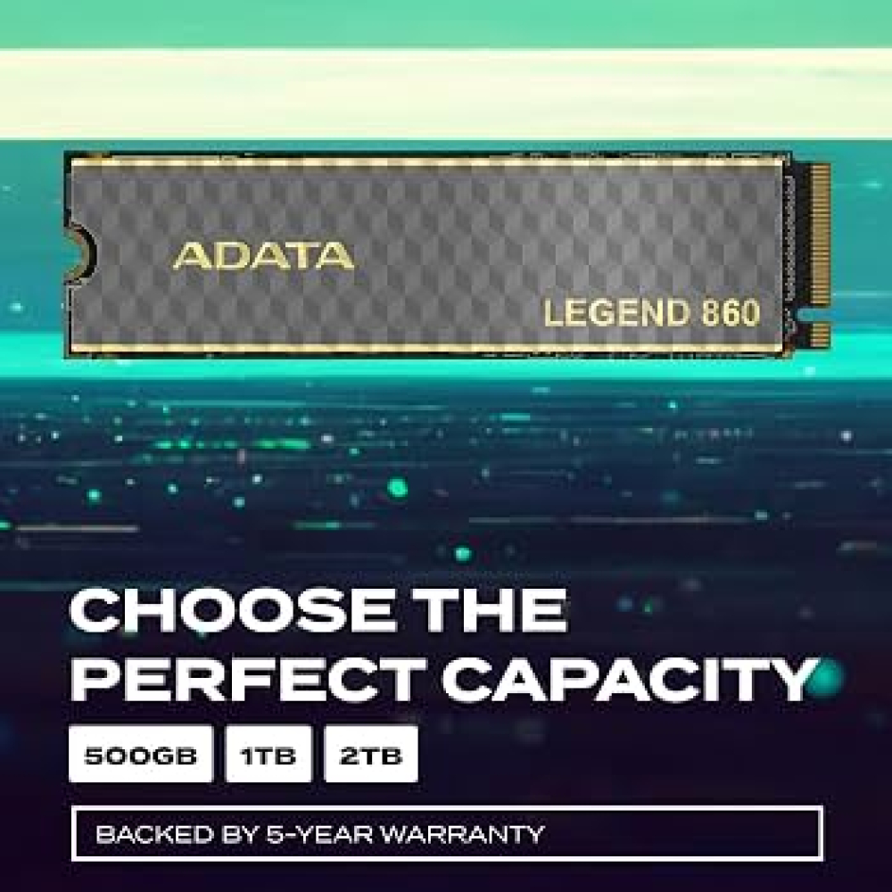 SSD M.2 NVMe PCIe 4 1000GB Adata Legend 860, Lectura 6000MB/s Escritura 4000MB/s. SLEG-860-1000GCS