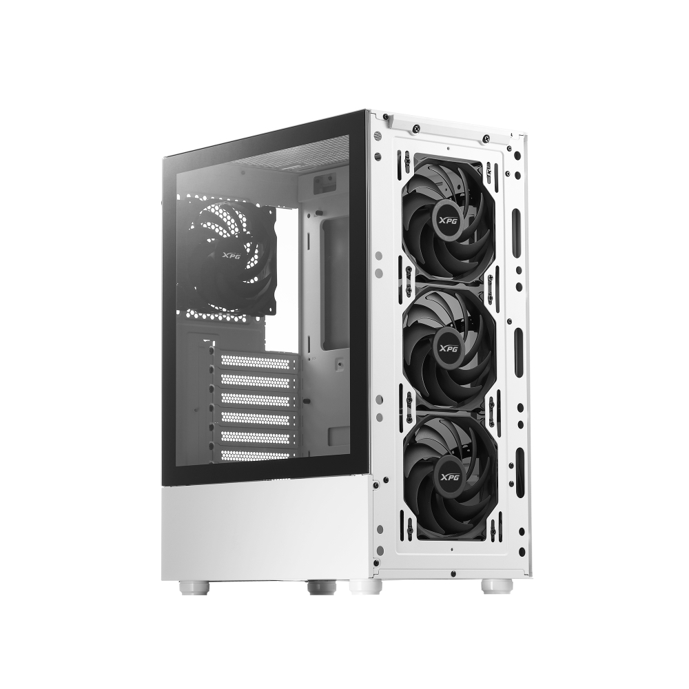 Gabinete GAMER XPG VALOR MESH Media torre Panel lateral vidrio templado. Filtro polvo, Blanco