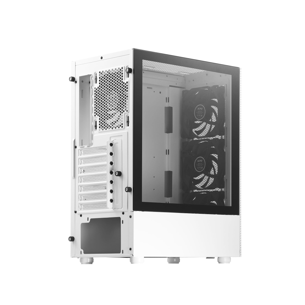 Gabinete GAMER XPG VALOR MESH Media torre Panel lateral vidrio templado. Filtro polvo, Blanco