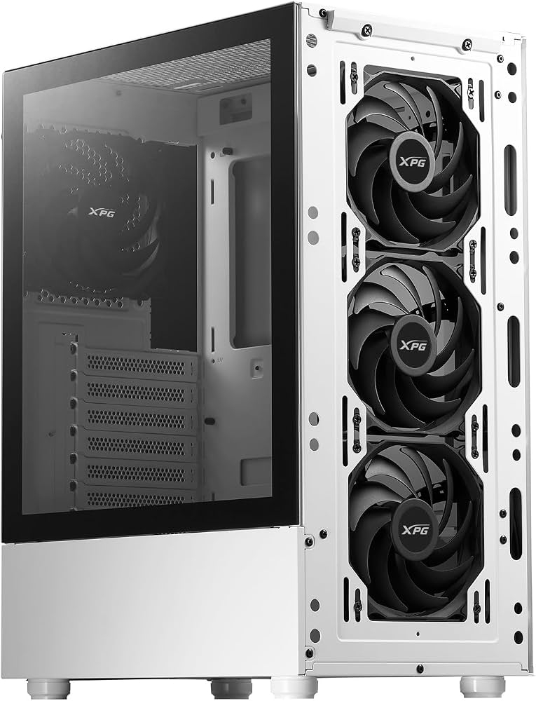 Gabinete GAMER XPG VALOR MESH Media torre Panel lateral vidrio templado. Filtro polvo, Blanco