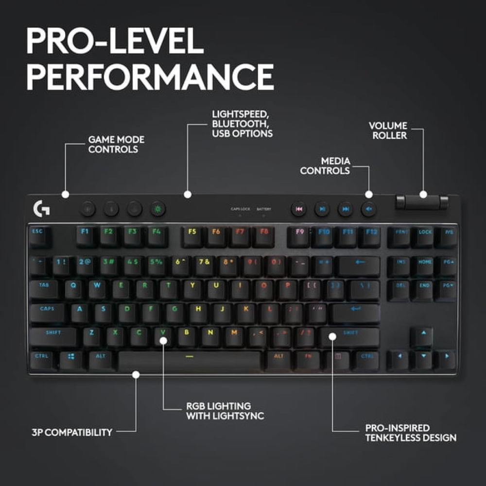 Teclado Logitech Pro X TKL Lightspeed BK