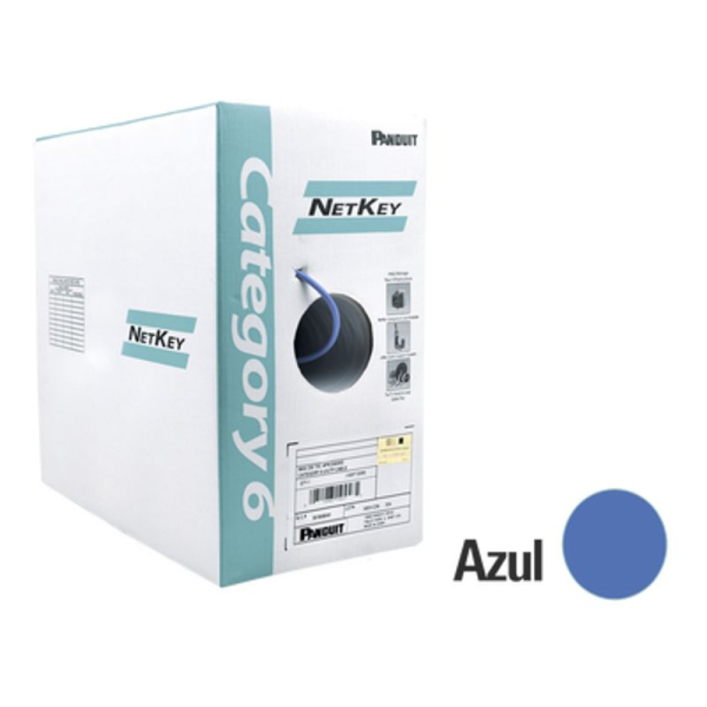 Bobina de Cable UTP 305 m. de Cobre, NetKey, Azul, Categoría 6 (24 AWG), 1000Mbps, Riser (CMR), de 4 pares